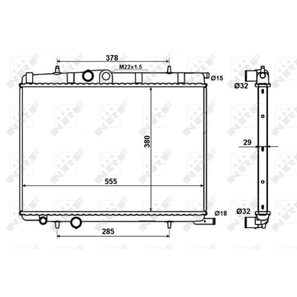 Слика на Воден радиатор (ладник) NRF 56021 за Citroen Berlingo 1 BOX M 1.4 bivalent - 65 коњи Бензин/Метан (CNG)