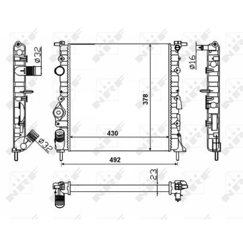 Слика на Воден радиатор (ладник) NRF 58023 за Renault Clio 2 1.4 16V (B/CB0L) - 95 коњи бензин