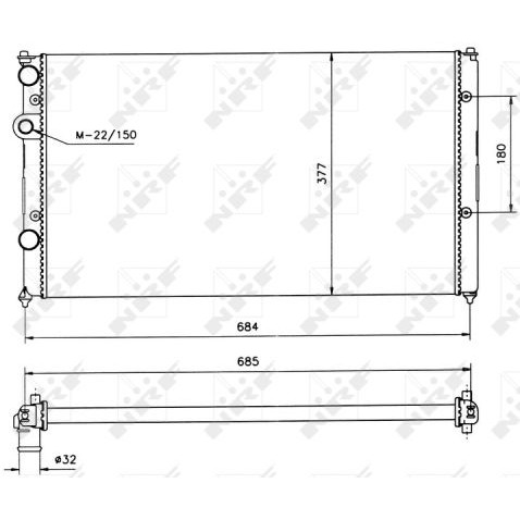 Слика на Воден радиатор (ладник) NRF 58093 за Seat Cordoba Saloon (6K2,C2) 1.6 i - 75 коњи бензин