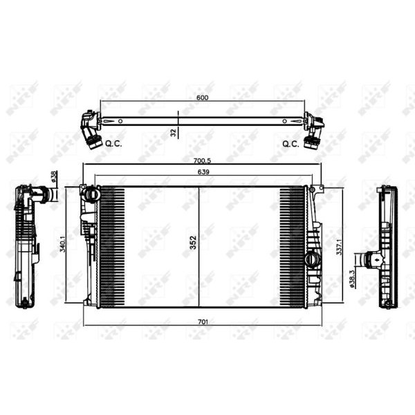 Слика на Воден радиатор (ладник) NRF 58412 за BMW 3 Touring F31 318 d - 143 коњи дизел