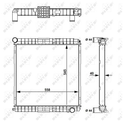 Слика на Воден радиатор (ладник) NRF 58827 за камион Iveco Eurocargo 80 E 18 tector, 80 E 18 D tector, 80 E 18 DP tector - 181 коњи дизел