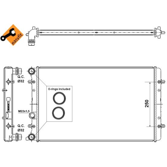 Слика на Воден радиатор (ладник) NRF EASY FIT 509529 за VW Jetta 4 Estate (1J6) 1.6 16V - 105 коњи бензин