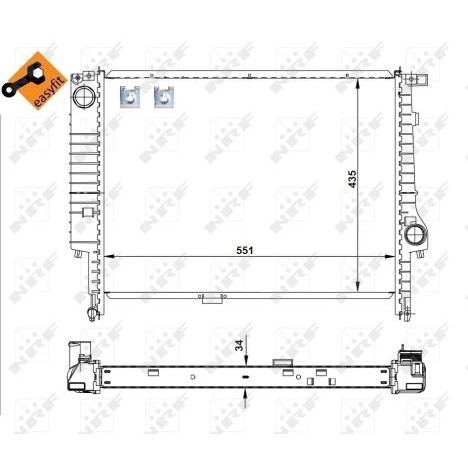 Слика на Воден радиатор (ладник) NRF EASY FIT 509558 за BMW 5 Sedan E34 530 i V8 - 218 коњи бензин