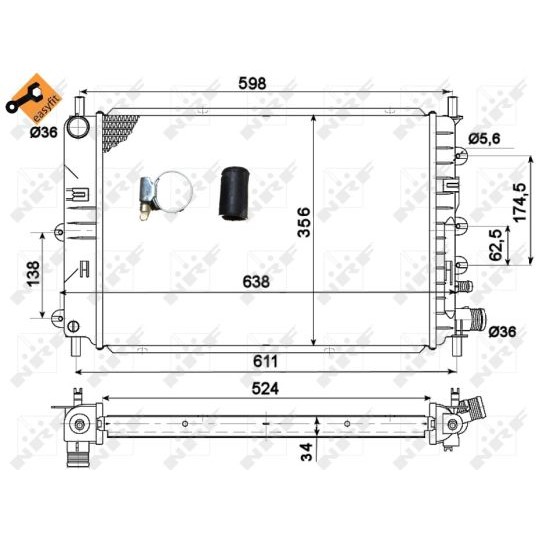 Слика на Воден радиатор (ладник) NRF EASY FIT 514436 за Ford Escort 7 Clipper (gal,anl) 1.8 TD - 90 коњи дизел