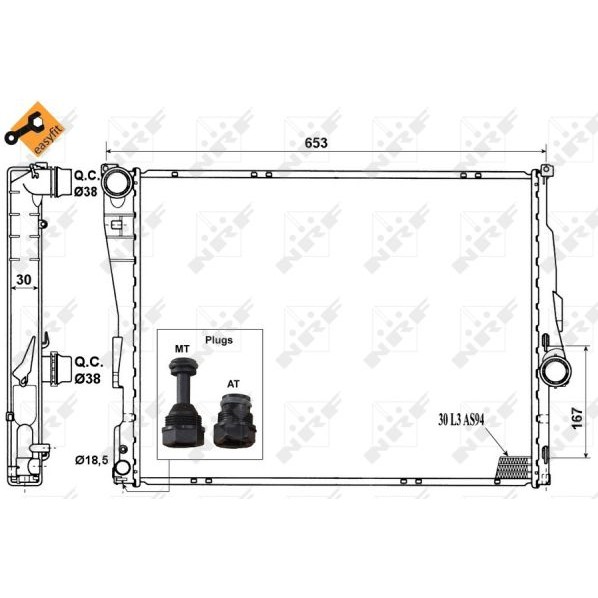 Слика на Воден радиатор (ладник) NRF EASY FIT 51580 за BMW 3 Sedan E46 330 xd - 204 коњи дизел