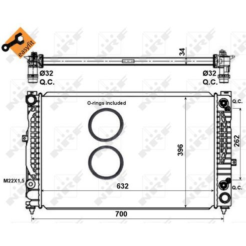 Слика на Воден радиатор (ладник) NRF EASY FIT 519504 за Audi A6 Sedan (4B, C5) 2.4 - 170 коњи бензин