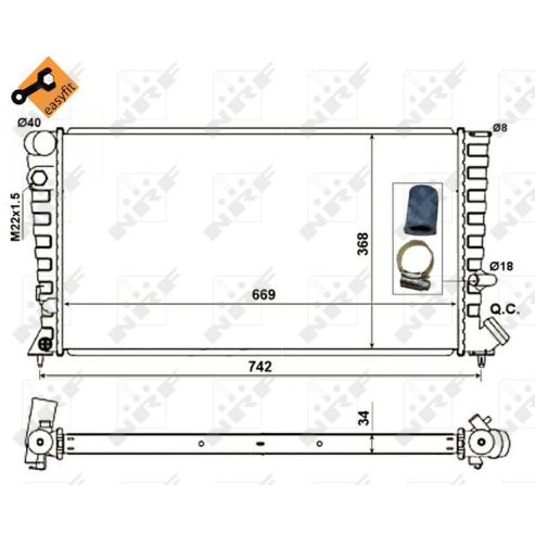 Слика на Воден радиатор (ладник) NRF EASY FIT 519510 за Citroen Xsara Coupe N0 1.9 TD - 90 коњи дизел