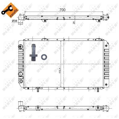 Слика на Воден радиатор (ладник) NRF EASY FIT 52063 за Fiat Ducato BOX 230L 2.0 - 109 коњи бензин