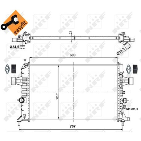 Слика на Воден радиатор (ладник) NRF EASY FIT 53000 за Opel Astra G Convertible 1.6 - 103 коњи бензин