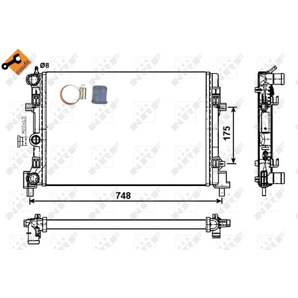 Слика на Воден радиатор (ладник) NRF EASY FIT 53024 за Seat Toledo 4 (KG3) 1.2 TSI - 105 коњи бензин