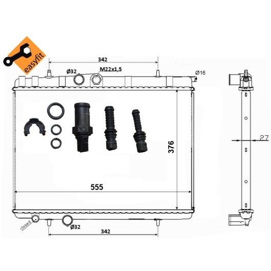 Слика на Воден радиатор (ладник) NRF EASY FIT 53120 за Citroen Xsara Break N2 2.0 HDi 109 - 109 коњи дизел