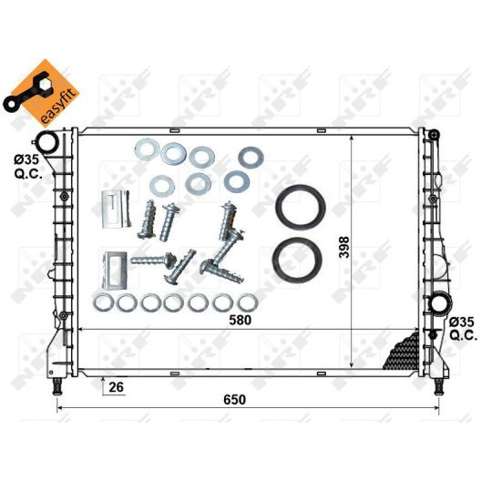 Слика на Воден радиатор (ладник) NRF EASY FIT 53238 за Alfa Romeo 147 (937) Hatchback 1.9 JTD 16V - 126 коњи дизел