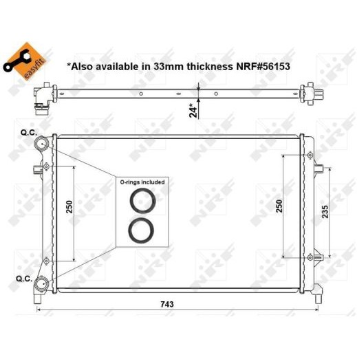 Слика на Воден радиатор (ладник) NRF EASY FIT 53405 за VW Vento 3 Sedan (1K2) 2.0 FSI - 150 коњи бензин