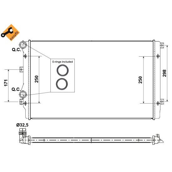 Слика на Воден радиатор (ладник) NRF EASY FIT 53406 за Skoda Laura (1Z3) 1.2 TSI - 105 коњи бензин