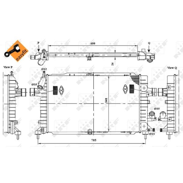 Слика на Воден радиатор (ладник) NRF EASY FIT 53415 за Opel Astra H Van 1.7 CDTI - 110 коњи дизел