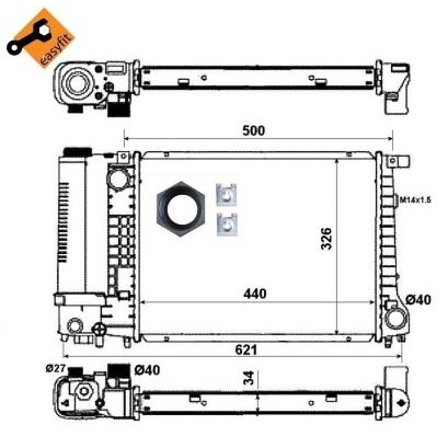 Слика на Воден радиатор (ладник) NRF EASY FIT 53426 за BMW 5 Touring E34 520 i - 150 коњи бензин