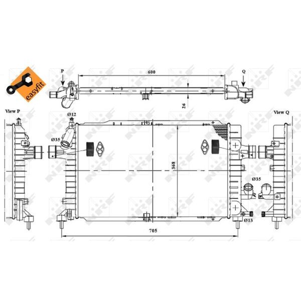 Слика на Воден радиатор (ладник) NRF EASY FIT 53447 за Opel Astra H GTC 1.7 CDTI - 125 коњи дизел