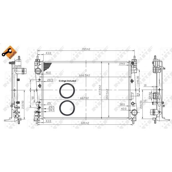 Слика на Воден радиатор (ладник) NRF EASY FIT 53454 за Alfa Romeo MITO (955) 1.4 TB - 140 коњи бензин