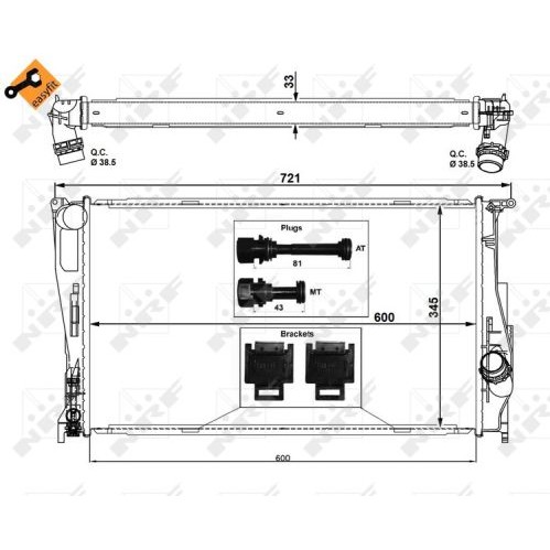 Слика на Воден радиатор (ладник) NRF EASY FIT 53472 за BMW 3 Sedan E90 330 xd - 231 коњи дизел