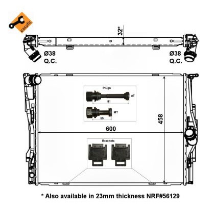 Слика на Воден радиатор (ладник) NRF EASY FIT 53473 за BMW 3 Coupe E92 320 i - 170 коњи бензин