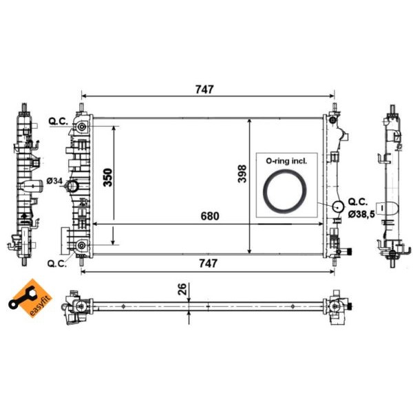 Слика на Воден радиатор (ладник) NRF EASY FIT 53777 за Opel Insignia Hatchback 2.0 CDTI 4x4 - 160 коњи дизел