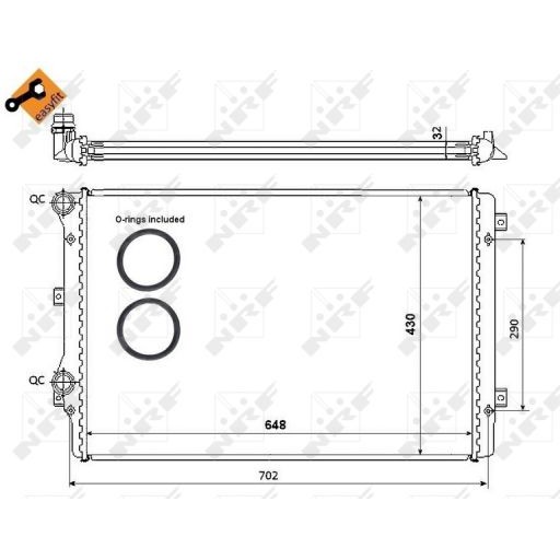 Слика на Воден радиатор (ладник) NRF EASY FIT 53816 за Skoda Octavia (1Z3) 2.0 RS - 200 коњи бензин