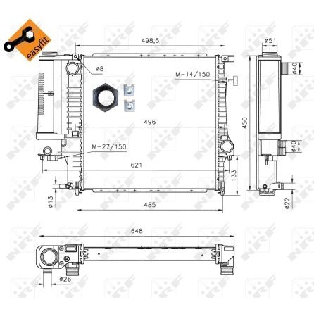 Слика на Воден радиатор (ладник) NRF EASY FIT 53849 за BMW 3 Touring E36 320 i - 150 коњи бензин