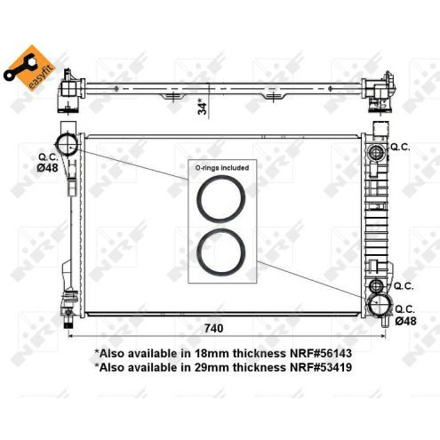 Слика на Воден радиатор (ладник) NRF EASY FIT 53878 за Mercedes CLK Convertible (a209) CLK 280 (209.454) - 231 коњи бензин