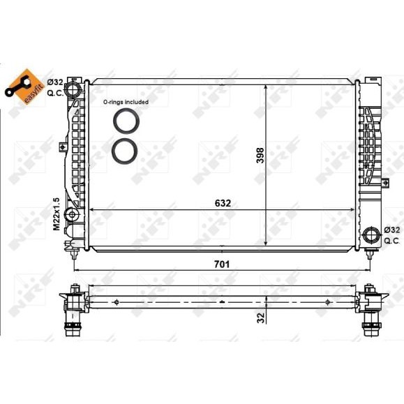 Слика на Воден радиатор (ладник) NRF EASY FIT 539504 за Audi A6 Sedan (4B, C5) 2.8 quattro - 190 коњи бензин