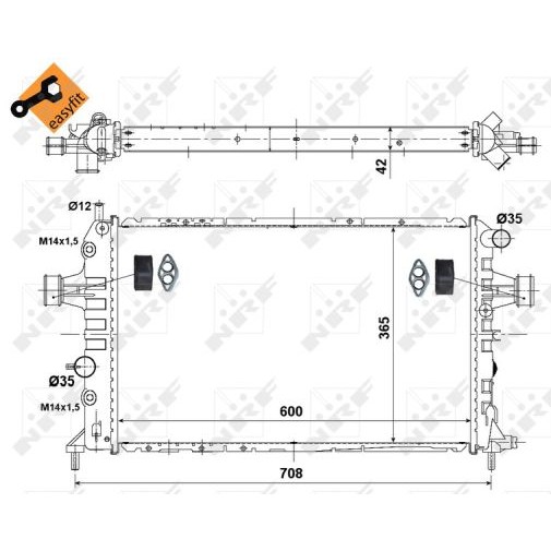 Слика на Воден радиатор (ладник) NRF EASY FIT 55351 за Opel Astra G Coupe 2.0 16V Turbo - 190 коњи бензин