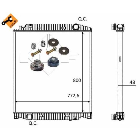 Слика на Воден радиатор (ладник) NRF EASY FIT 559567 за камион Iveco Eurotrakker MP 380 E 44 H Cursor - 440 коњи дизел