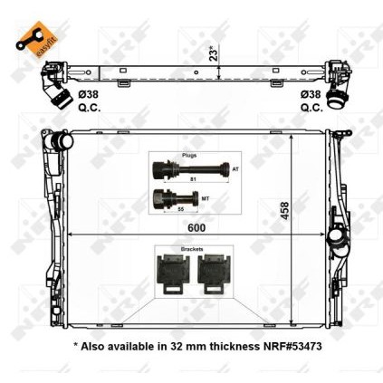 Слика на Воден радиатор (ладник) NRF EASY FIT 56129 за BMW 3 Coupe E92 320 i - 170 коњи бензин