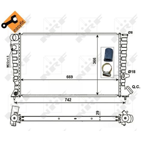 Слика на Воден радиатор (ладник) NRF EASY FIT 58101 за Citroen Berlingo 1 BOX M 1.9 D (MBDJY) - 70 коњи дизел