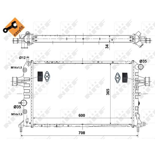 Слика на Воден радиатор (ладник) NRF EASY FIT 58178 за Opel Astra G Coupe 2.0 16V Turbo - 190 коњи бензин