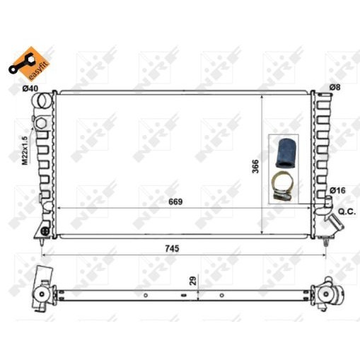 Слика на Воден радиатор (ладник) NRF EASY FIT 58189 за Citroen Berlingo 1 MF 1.9 D (MFWJZ) - 70 коњи дизел