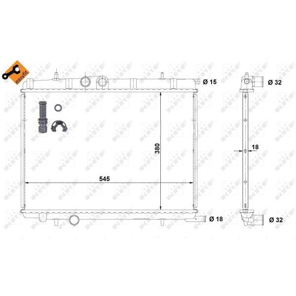 Слика на Воден радиатор (ладник) NRF EASY FIT 58267 за Citroen Xsara Picasso N68 1.6 Chrono - 101 коњи бензин