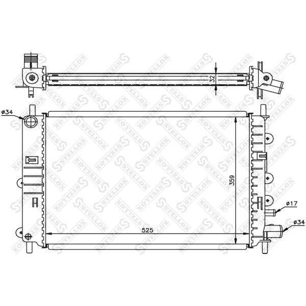 Слика на Воден радиатор (ладник) STELLOX 10-25055-SX за Ford Orion 3 (GAL) 1.6 i - 105 коњи бензин