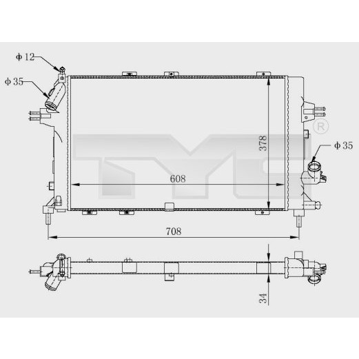 Слика на Воден радиатор (ладник) TYC 725-0028-R за Opel Astra H Van 1.7 CDTI - 110 коњи дизел