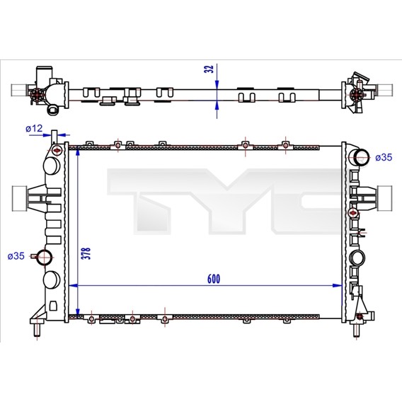 Слика на Воден радиатор (ладник) TYC 725-0041-R