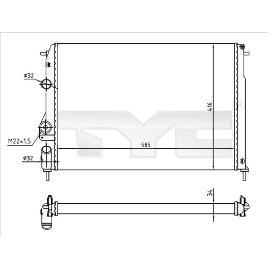 Слика на Воден радиатор (ладник) TYC 728-0055-R за Renault Megane 1 Coach (DA0-1) 1.6 16V (DA0B, DA04, DA11) - 107 коњи бензин