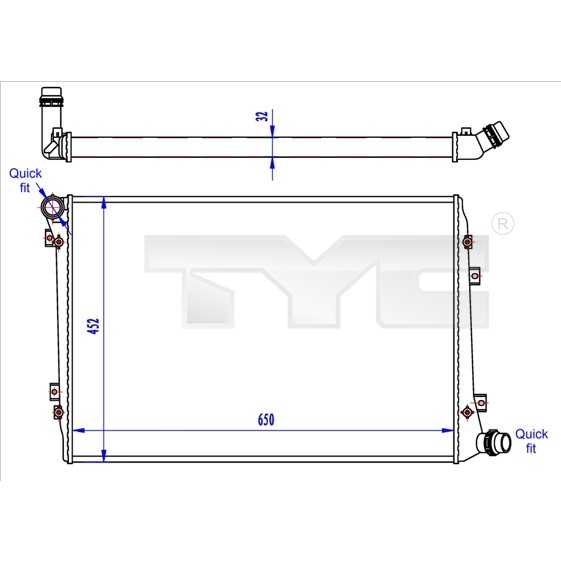 Слика на Воден радиатор (ладник) TYC 737-0062-R за VW Jetta 3 (1K2) 1.9 TDI - 105 коњи дизел