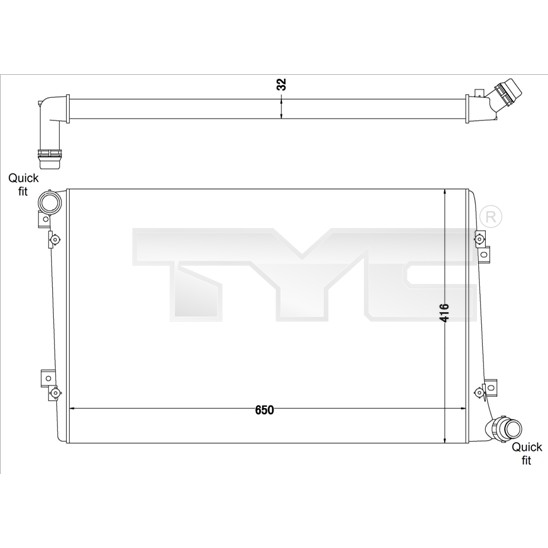 Слика на Воден радиатор (ладник) TYC 737-0063-R за VW Jetta 3 (1K2) 1.9 TDI - 105 коњи дизел