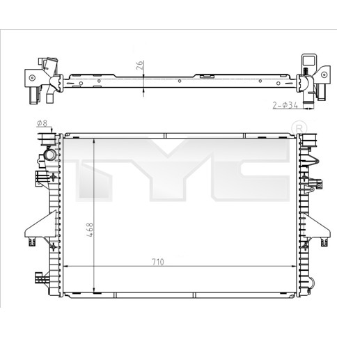 Слика на Воден радиатор (ладник) TYC 737-0069 за VW Transporter T5 Bus 2.0 TDI - 114 коњи дизел