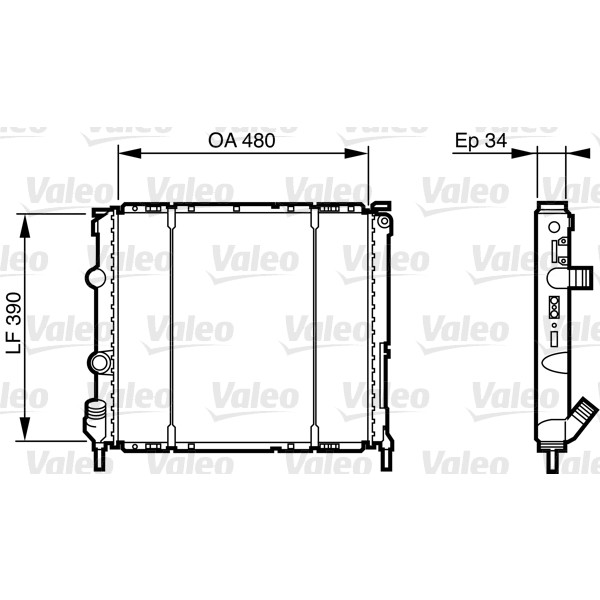 Слика на Воден радиатор (ладник) VALEO 732474 за Renault Kangoo Rapid (FC0-1) 1.9 dCi (FC0V) - 84 коњи дизел