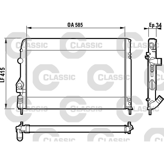 Слика на Воден радиатор (ладник) VALEO CLASSIC 232559 за Renault Megane 1 (BA0-1) 1.9 dTi (BA08, BA0N) - 98 коњи дизел