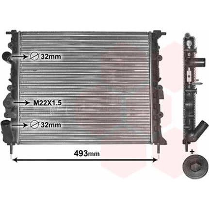 Слика на Воден радиатор (ладник) VAN WEZEL IR PLUS 43002197 за Renault Megane 1 Classic (LA0-1) 1.4 (LA0E, LA0V) - 75 коњи бензин