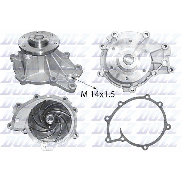 Слика на Водна пумпа DOLZ M654 за камион MAN TGA 18.310, 18.320 FC, FLC, FLLC, FLLRC, FLLRW, FLLW, FLRC, FRC - 310 коњи дизел