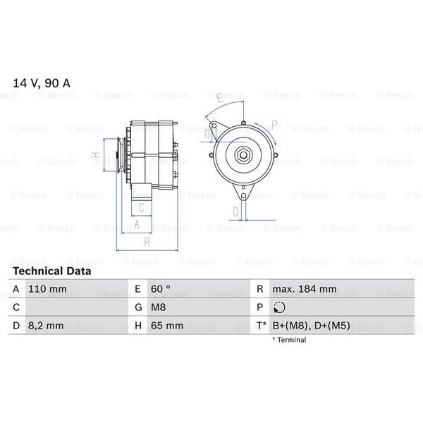 Слика на Генератор BOSCH 0 986 033 160 за Audi 100 Avant (44, 44Q, C3) 2.0 E - 115 коњи бензин