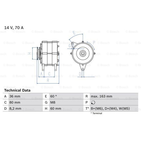 Слика на Генератор BOSCH 0 986 034 470 за Ford Escort MK 4 Estate (awf,avf) 1.4 - 75 коњи бензин