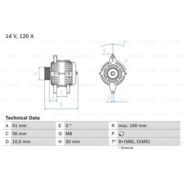 Слика на Генератор BOSCH 0 986 039 240 за Opel Omega A Estate 2.6 i - 150 коњи бензин